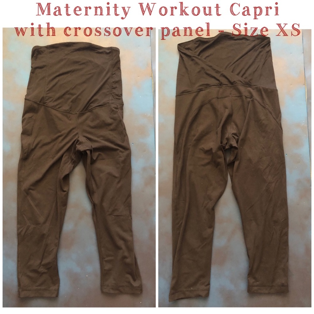 Maternity workout Capri with crossover panel